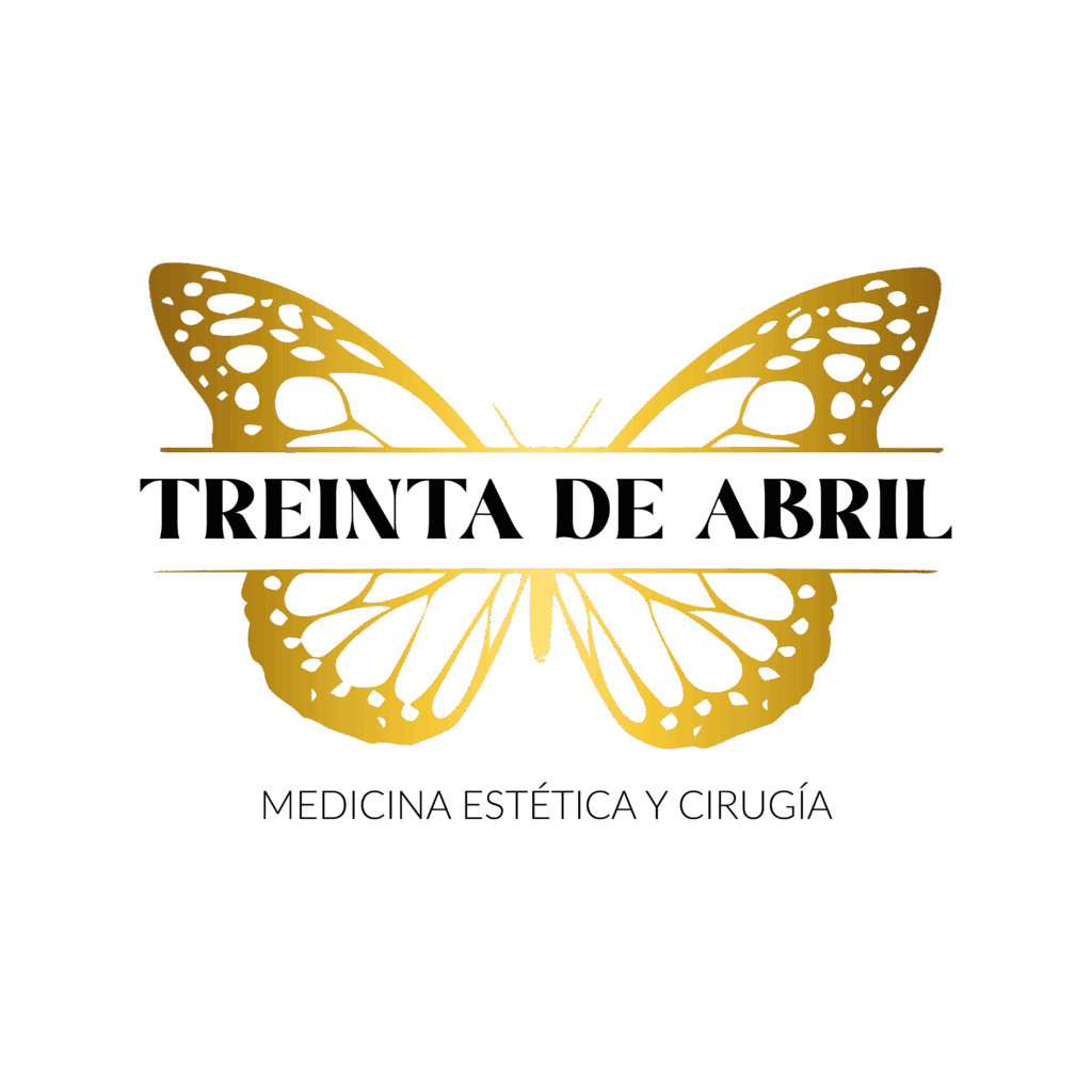mariposa dorada con nombre treinta de abril en el centro en negro